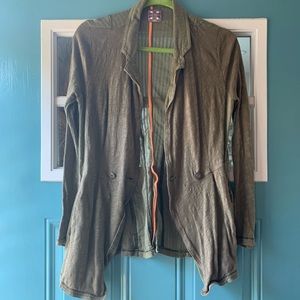 Free People Green Collared Cardigan Blazer